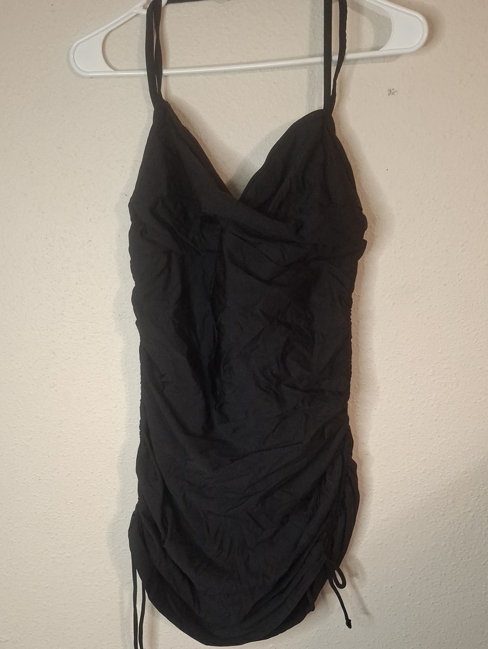 Avenue Black Ruched V-Neck Swim Dress size 18